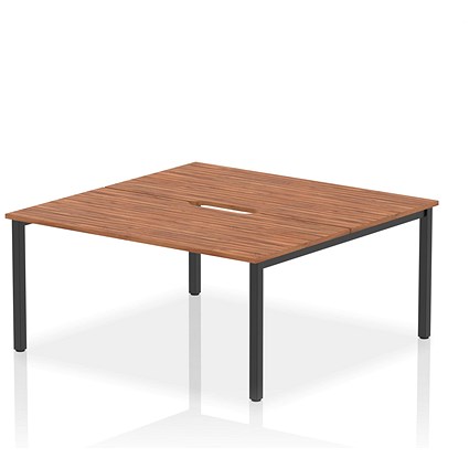 Evolve Plus 1600mm B2B 2 Person Office Bench Desk Walnut Top Black Frame