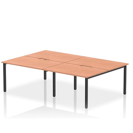 Evolve Plus 1200mm B2B 4 Person Office Bench Desk Beech Top Black Frame