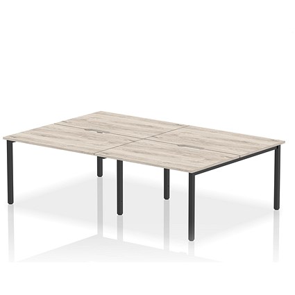 Evolve Plus 1200mm B2B 4 Person Office Bench Desk Grey Oak Top Black Frame