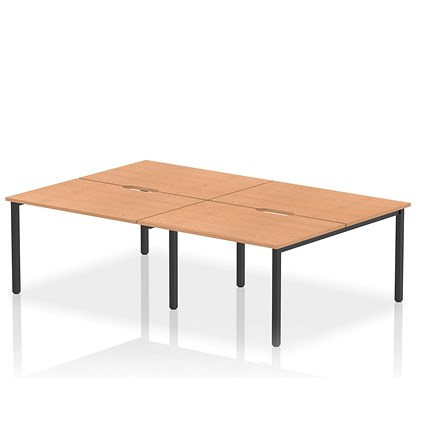 Evolve Plus 1200mm B2B 4 Person Office Bench Desk Oak Top Black Frame