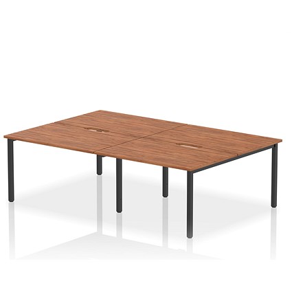 Evolve Plus 1200mm B2B 4 Person Office Bench Desk Walnut Top Black Frame