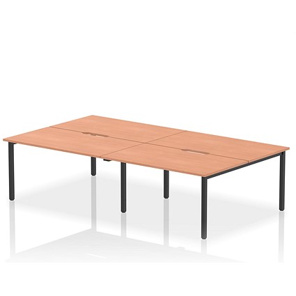 Evolve Plus 1400mm B2B 4 Person Office Bench Desk Beech Top Black Frame
