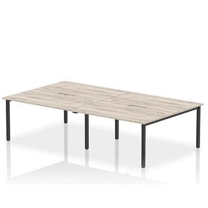 Evolve Plus 1400mm B2B 4 Person Office Bench Desk Grey Oak Top Black Frame