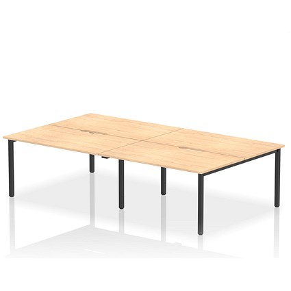 Evolve Plus 1400mm B2B 4 Person Office Bench Desk Maple Top Black Frame