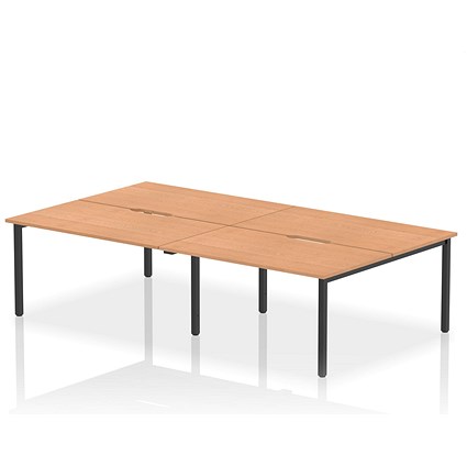 Evolve Plus 1400mm B2B 4 Person Office Bench Desk Oak Top Black Frame