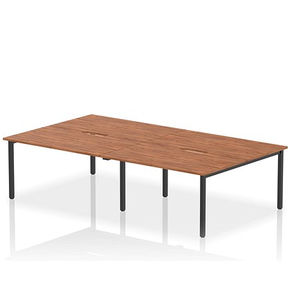 Evolve Plus 1400mm B2B 4 Person Office Bench Desk Walnut Top Black Frame