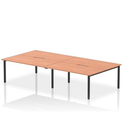 Evolve Plus 1600mm B2B 4 Person Office Bench Desk Beech Top Black Frame