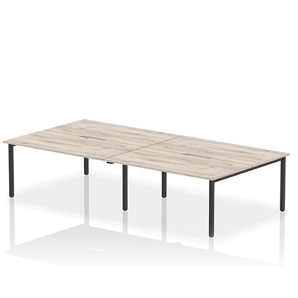 Evolve Plus 1600mm B2B 4 Person Office Bench Desk Grey Oak Top Black Frame