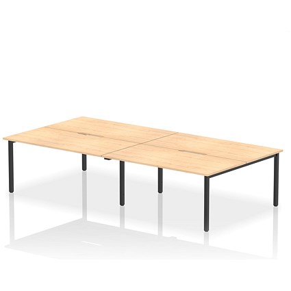 Evolve Plus 1600mm B2B 4 Person Office Bench Desk Maple Top Black Frame