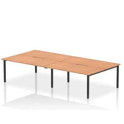 Evolve Plus 1600mm B2B 4 Person Office Bench Desk Oak Top Black Frame