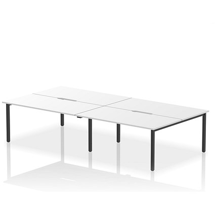 Evolve Plus 1600mm B2B 4 Person Office Bench Desk White Top Black Frame