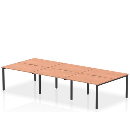 Evolve Plus 1200mm B2B 6 Person Office Bench Desk Beech Top Black Frame