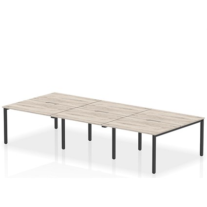 Evolve Plus 1200mm B2B 6 Person Office Bench Desk Grey Oak Top Black Frame