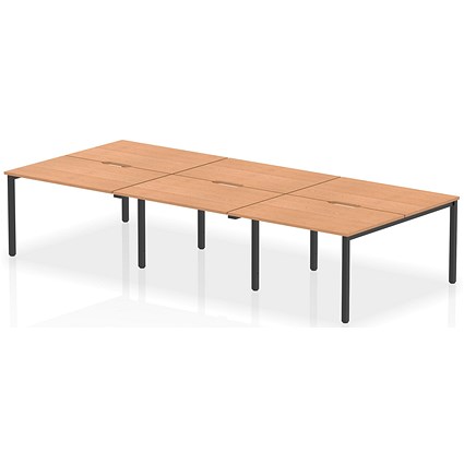 Evolve Plus 1200mm B2B 6 Person Office Bench Desk Oak Top Black Frame
