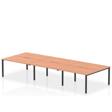 Evolve Plus 1400mm B2B 6 Person Office Bench Desk Beech Top Black Frame