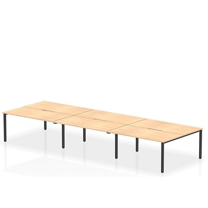 Evolve Plus 1600mm B2B 6 Person Office Bench Desk Maple Top Black Frame
