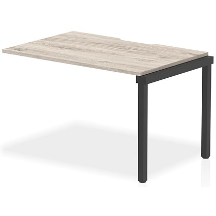 Evolve Plus 1200mm Single Row Office Bench Desk Ext Kit Grey Oak Top Black Frame