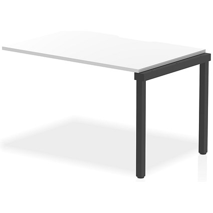 Evolve Plus 1200mm Single Row Office Bench Desk Ext Kit White Top Black Frame