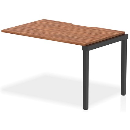 Evolve Plus 1200mm Single Row Office Bench Desk Ext Kit Walnut Top Black Frame