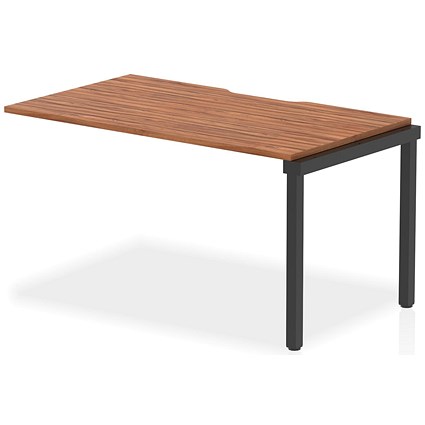 Evolve Plus 1400mm Single Row Office Bench Desk Ext Kit Walnut Top Black Frame