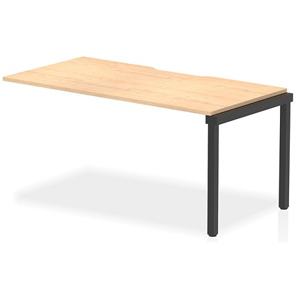 Evolve Plus 1600mm Single Row Office Bench Desk Ext Kit Maple Top Black Frame