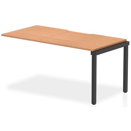 Evolve Plus 1600mm Single Row Office Bench Desk Ext Kit Oak Top Black Frame
