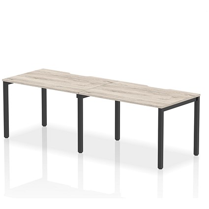 Evolve Plus 1200mm Single Row 2 Person Office Bench Desk Grey Oak Top Black Frame