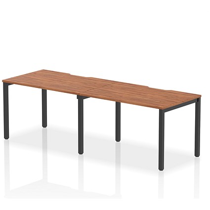 Evolve Plus 1200mm Single Row 2 Person Office Bench Desk Walnut Top Black Frame