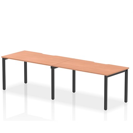 Evolve Plus 1400mm Single Row 2 Person Office Bench Desk Beech Top Black Frame