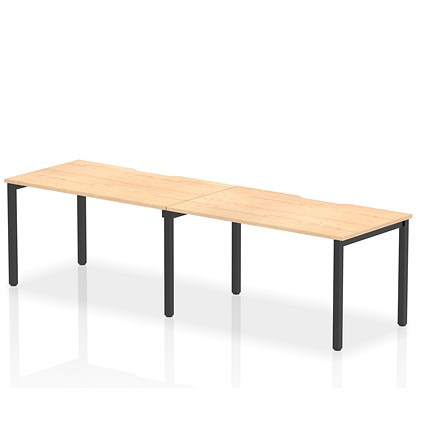 Evolve Plus 1400mm Single Row 2 Person Office Bench Desk Maple Top Black Frame