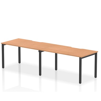 Evolve Plus 1400mm Single Row 2 Person Office Bench Desk Oak Top Black Frame
