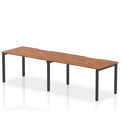 Evolve Plus 1400mm Single Row 2 Person Office Bench Desk Walnut Top Black Frame