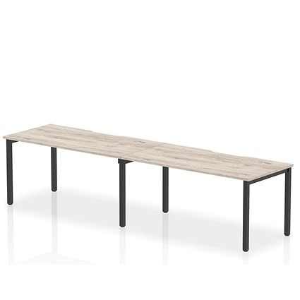 Evolve Plus 1600mm Single Row 2 Person Office Bench Desk Grey Oak Top Black Frame