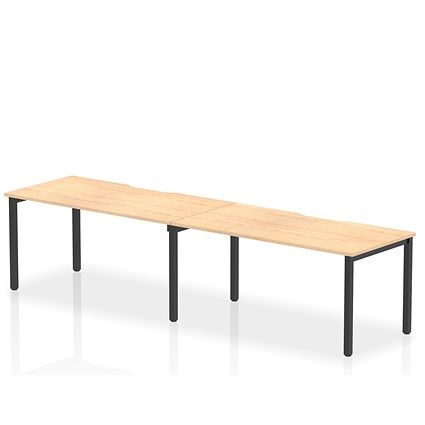 Evolve Plus 1600mm Single Row 2 Person Office Bench Desk Maple Top Black Frame