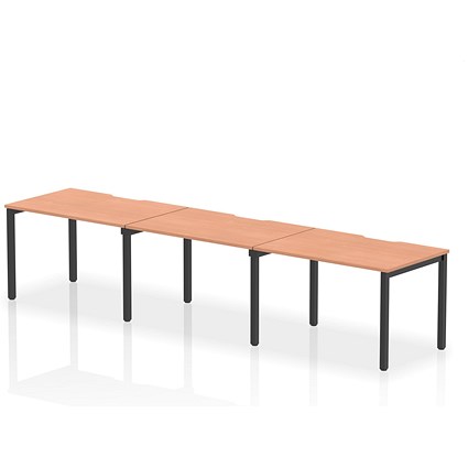 Evolve Plus 1200mm Single Row 3 Person Office Bench Desk Beech Top Black Frame