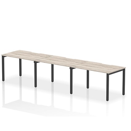 Evolve Plus 1200mm Single Row 3 Person Office Bench Desk Grey Oak Top Black Frame