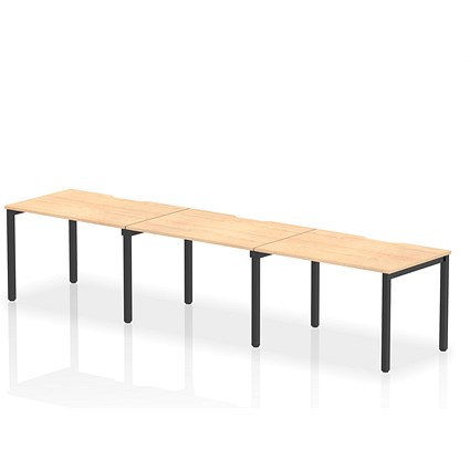 Evolve Plus 1200mm Single Row 3 Person Office Bench Desk Maple Top Black Frame
