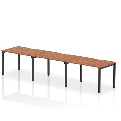Evolve Plus 1200mm Single Row 3 Person Office Bench Desk Walnut Top Black Frame