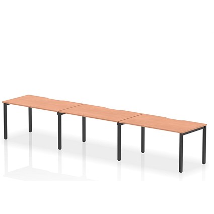 Evolve Plus 1400mm Single Row 3 Person Office Bench Desk Beech Top Black Frame