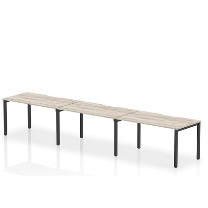 Evolve Plus 1400mm Single Row 3 Person Office Bench Desk Grey Oak Top Black Frame
