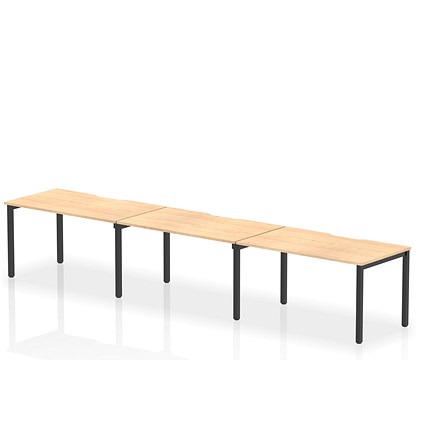 Evolve Plus 1400mm Single Row 3 Person Office Bench Desk Maple Top Black Frame