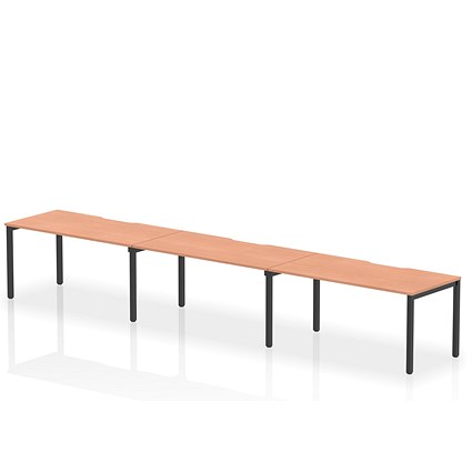 Evolve Plus 1600mm Single Row 3 Person Office Bench Desk Beech Top Black Frame