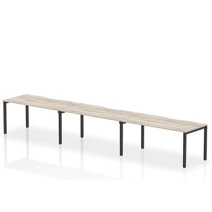 Evolve Plus 1600mm Single Row 3 Person Office Bench Desk Grey Oak Top Black Frame