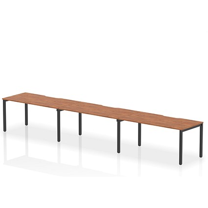 Evolve Plus 1600mm Single Row 3 Person Office Bench Desk Walnut Top Black Frame