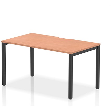 Evolve Plus 1400mm Single Starter Office Bench Desk Beech Top Black Frame