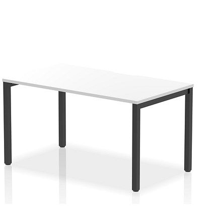 Evolve Plus 1400mm Single Starter Office Bench Desk White Top Black Frame