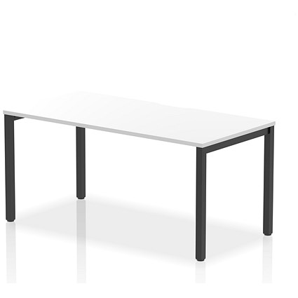 Evolve Plus 1600mm Single Starter Office Bench Desk White Top Black Frame