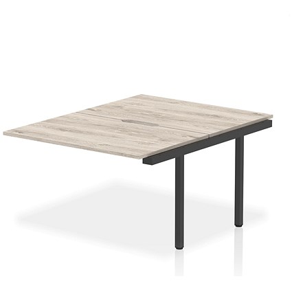 Evolve Plus 1200mm B2B Office Bench Desk Ext Kit Grey Oak Top Black Frame