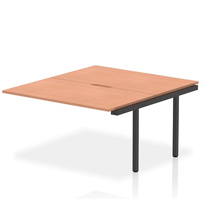 Evolve Plus 1400mm B2B Office Bench Desk Ext Kit Beech Top Black Frame