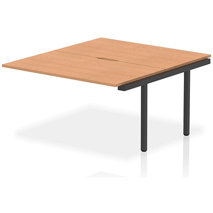 Evolve Plus 1400mm B2B Office Bench Desk Ext Kit Oak Top Black Frame